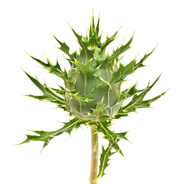 Geïsoleerd woestijn distelblad met stekelige bladvorm en groene kleur Ob op schone achtergrond Clipart