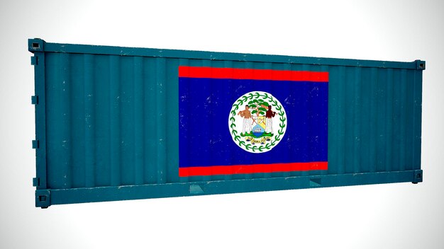 Geïsoleerde 3D-rendering verzending zeevracht container getextureerd met nationale vlag van Belize