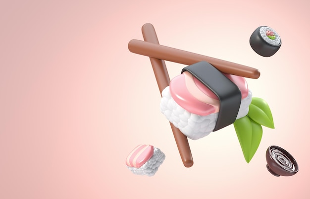Geïsoleerde 3D Sushi 3D Illustratie