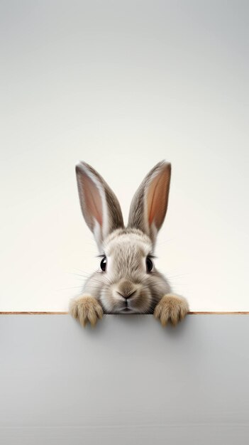 Foto geïsoleerde achtergrond paaswitte konijn kleine schattige pluizige konijn jonge bont dier huishoudelijk klein