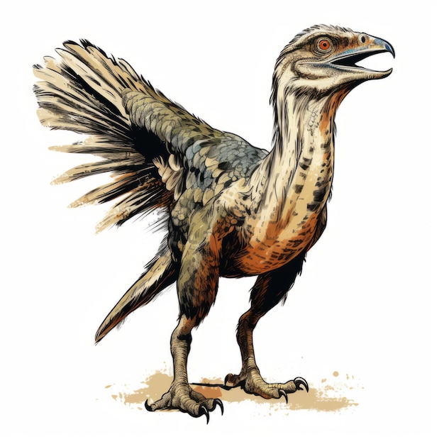 Geïsoleerde afdruk van Oviraptor op witte achtergrond