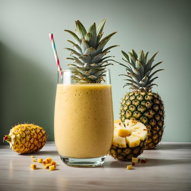 Geïsoleerde Ananas Smoothie Een Verfrissend Glas