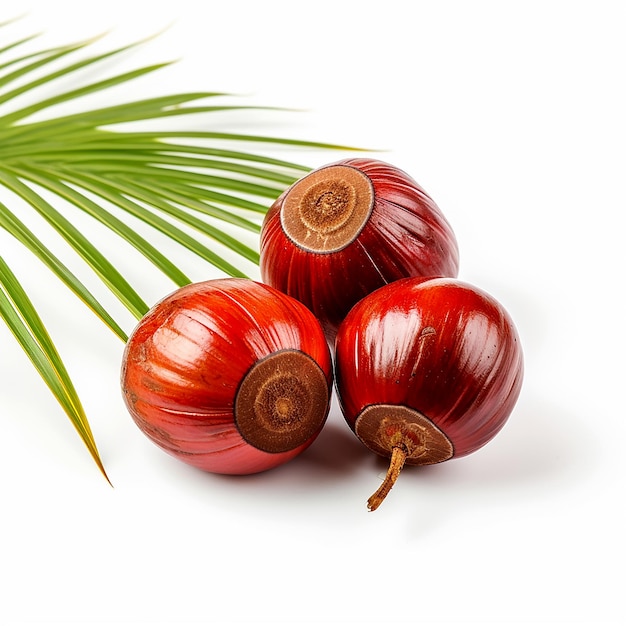 Geïsoleerde Areca- of Betelpalmfruit op witte achtergrond