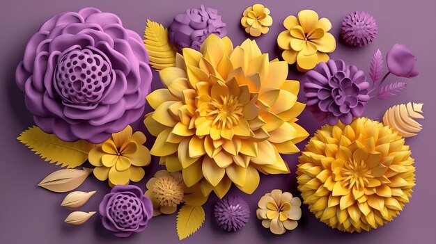 Geïsoleerde botanische ontwerpelementen heldere snoepkleuren decoratieve versiering Generatieve Ai