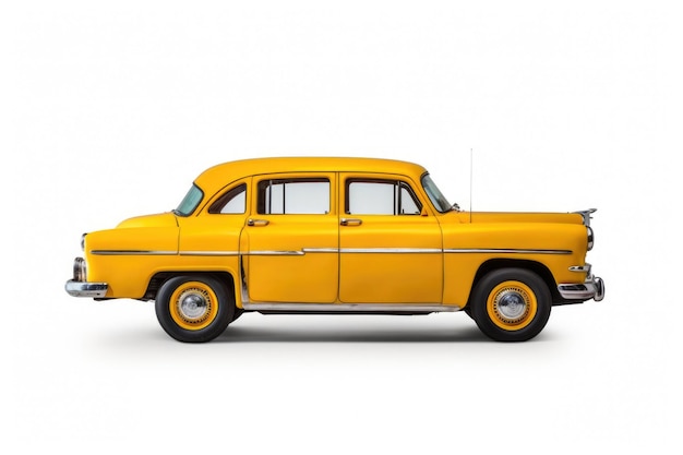 Geïsoleerde gele taxi met kopieerruimte
