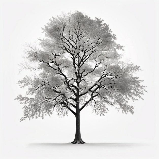 Geïsoleerde grijze boom op witte achtergrond