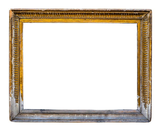 Geïsoleerde Grungy Rustic Ornate Peeling Gold Colored Art Frame