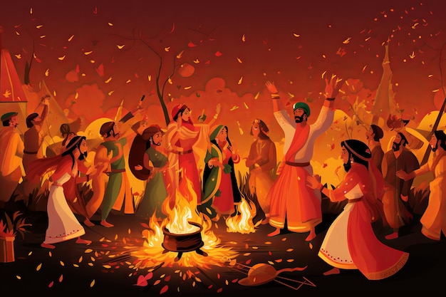 geïsoleerde illustratie van lohri dans hoge kwaliteit