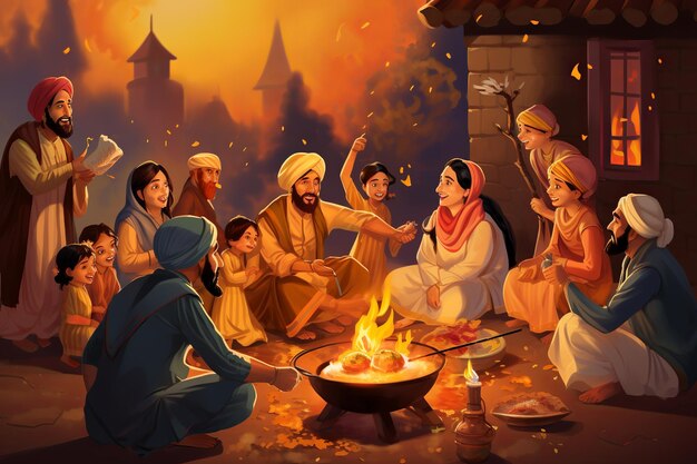 geïsoleerde illustratie van lohri dans hoge kwaliteit