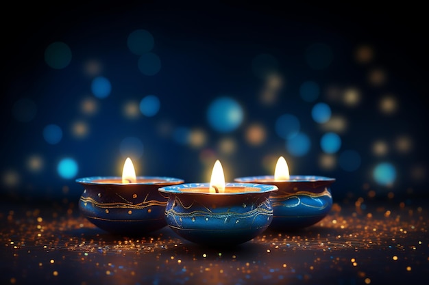 geïsoleerde illustratie van verlichte 3D olie lampen Diya voor Diwali viering
