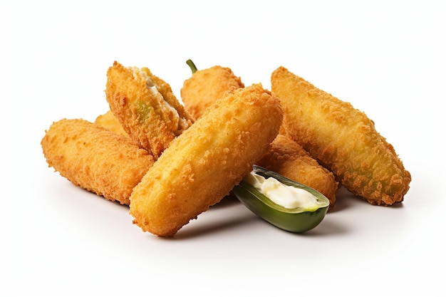 Geïsoleerde Jalapeno Poppers op witte achtergrond Generatieve AI