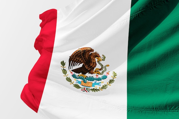 Geïsoleerde Mexicaanse vlag zwaaien 3d Realistische Mexicaanse vlag weergegeven