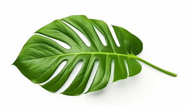 Geïsoleerde Monstera blad hoogte zijaanzicht