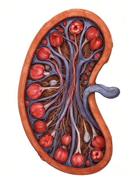 Foto geïsoleerde nier op witte achtergrond