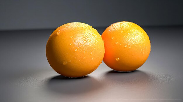 Foto geïsoleerde oranje op een verfijnde grijze achtergrond