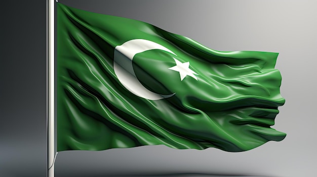 Geïsoleerde Pakistaanse vlag die zwaait 3D Realistische Pakistaanse Onafhankelijkheidsdag
