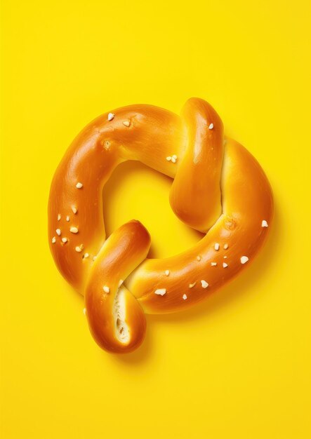 Geïsoleerde pretzel op de gele achtergrond Generatieve AI