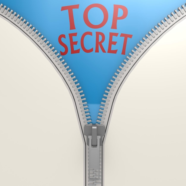 Foto geïsoleerde rits met top secret