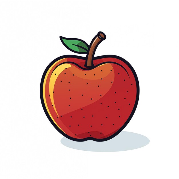Geïsoleerde rode appel cartoon sticker icoon Logo jpg Gegenereerde AI