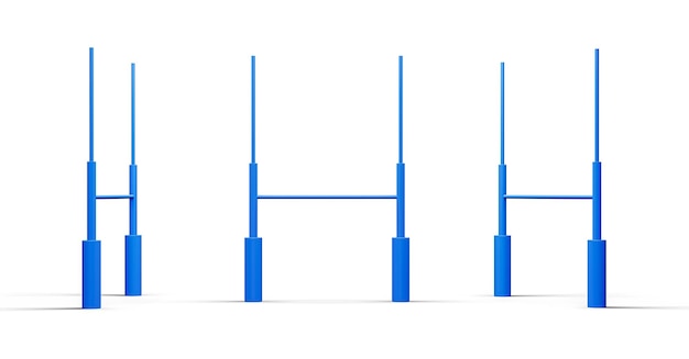 Geïsoleerde rugbypalen met blauwe opvulling American football doelpaal 3d illustratie