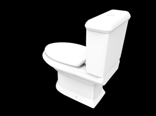 Geïsoleerde stoel toilet kast toilet badkamer wc porselein 3d illustratie