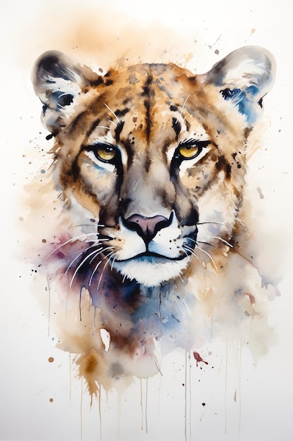 Geïsoleerde tijger aquarel spatten met inkt schilderij illustratie kunst genereren ai