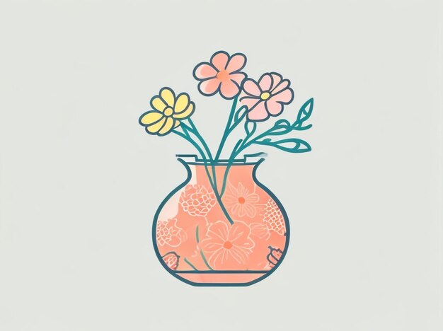 Foto geïsoleerde vectorillustratie van een vaas met bloemen