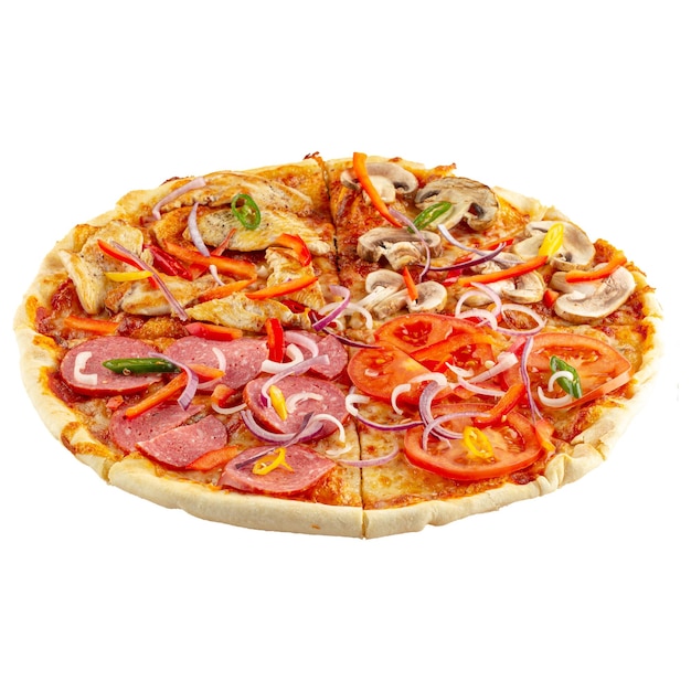 Geïsoleerde verse vier seizoenen pizza
