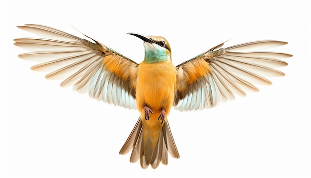 Geïsoleerde vliegende vogel op witte achtergrond met clipping