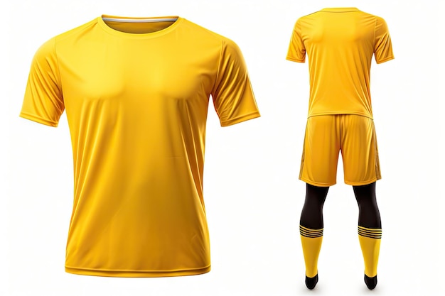 Geïsoleerde witte achtergrond met gele voetbaluniformen