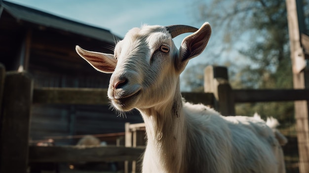 Geit op de boerderij op een zonnige dag Generatieve AI