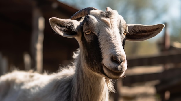 Geit op de boerderij op een zonnige dag Generatieve AI