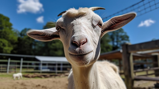 Geit op de boerderij op een zonnige dag Generatieve AI