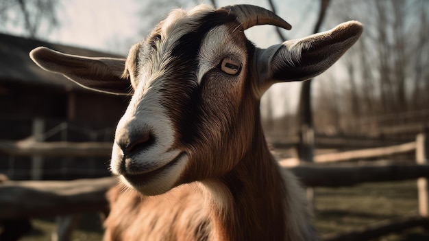 Geit op de boerderij op een zonnige dag Generatieve AI