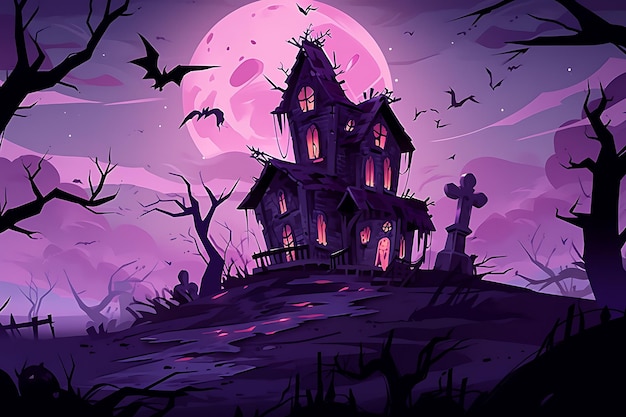 Gejaagd huis halloween thema achtergrond afbeelding