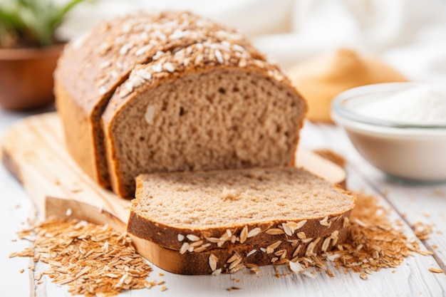 Gekiemd graanbrood met kruimels eromheen