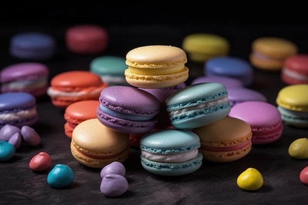 Gekleurd macaron-zoetwarenproduct Generatieve AI