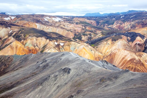 Gekleurde bergen van het vulkanische landschap van Landmannalaugar IJsland toerisme en natuur