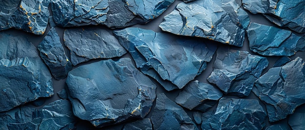 Gekleurde rocktextuur op een blauwe stenen achtergrond Close-up van de textuur Donkere blauwe grunge achtergrond met kopieerruimte