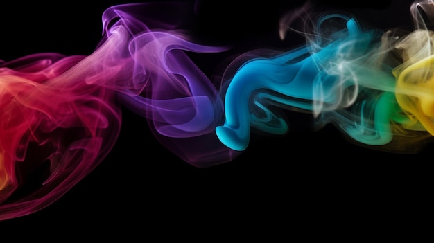 Gekleurde rook op een zwarte achtergrond selectieve aandachtskunst Generatieve AI