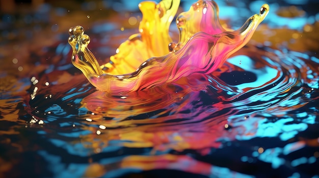Gekleurde verf wordt gemorst onder water Generatieve AI
