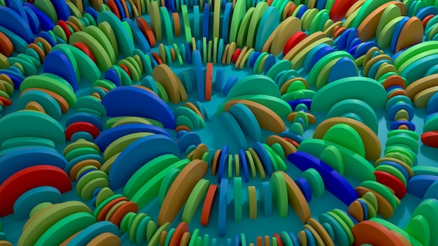 Gekloonde geometrie in spiraalvorm, abstracte 3D-renderingachtergrond