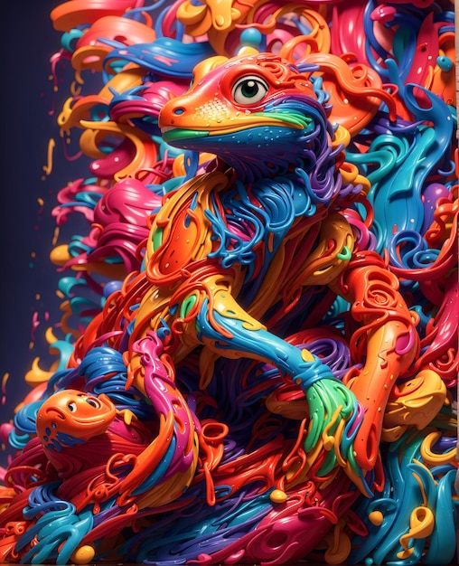 Geko Melts Detailed Splash Art created with Generative AI