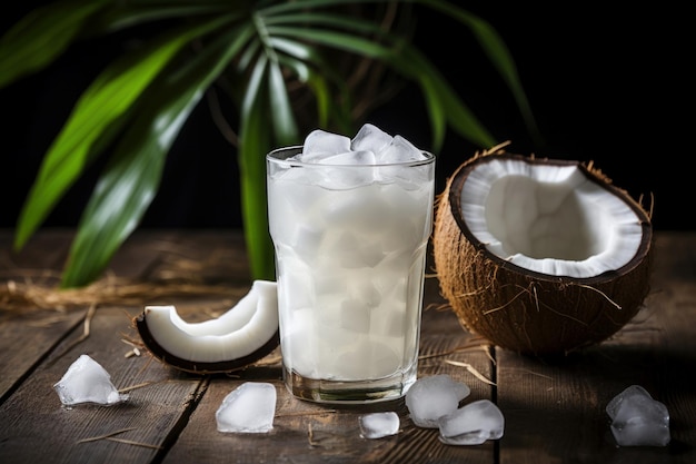 Gekoelde kokosnoot ijs drank Zomermelk Generate Ai