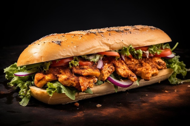 Gekookte Cajun kip Po Boy