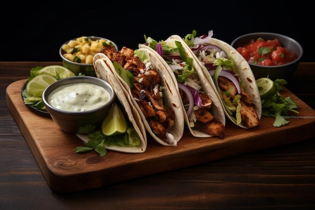 Gekookte kip Taco Trio Platter