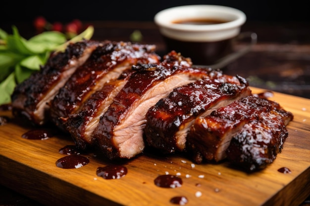 Gekookte ribben met char-marks en bbq-saus