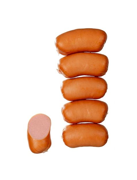 Gekookte worstjes geïsoleerd op witte achtergrond Wiener