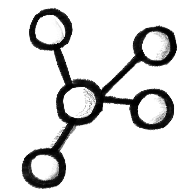 Gekoppelde atomen png doodle doorzichtige achtergrond