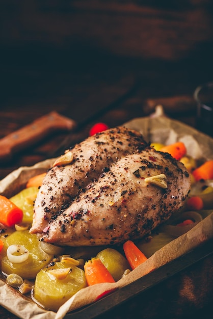 Gekruide kipfilet gebakken in de oven